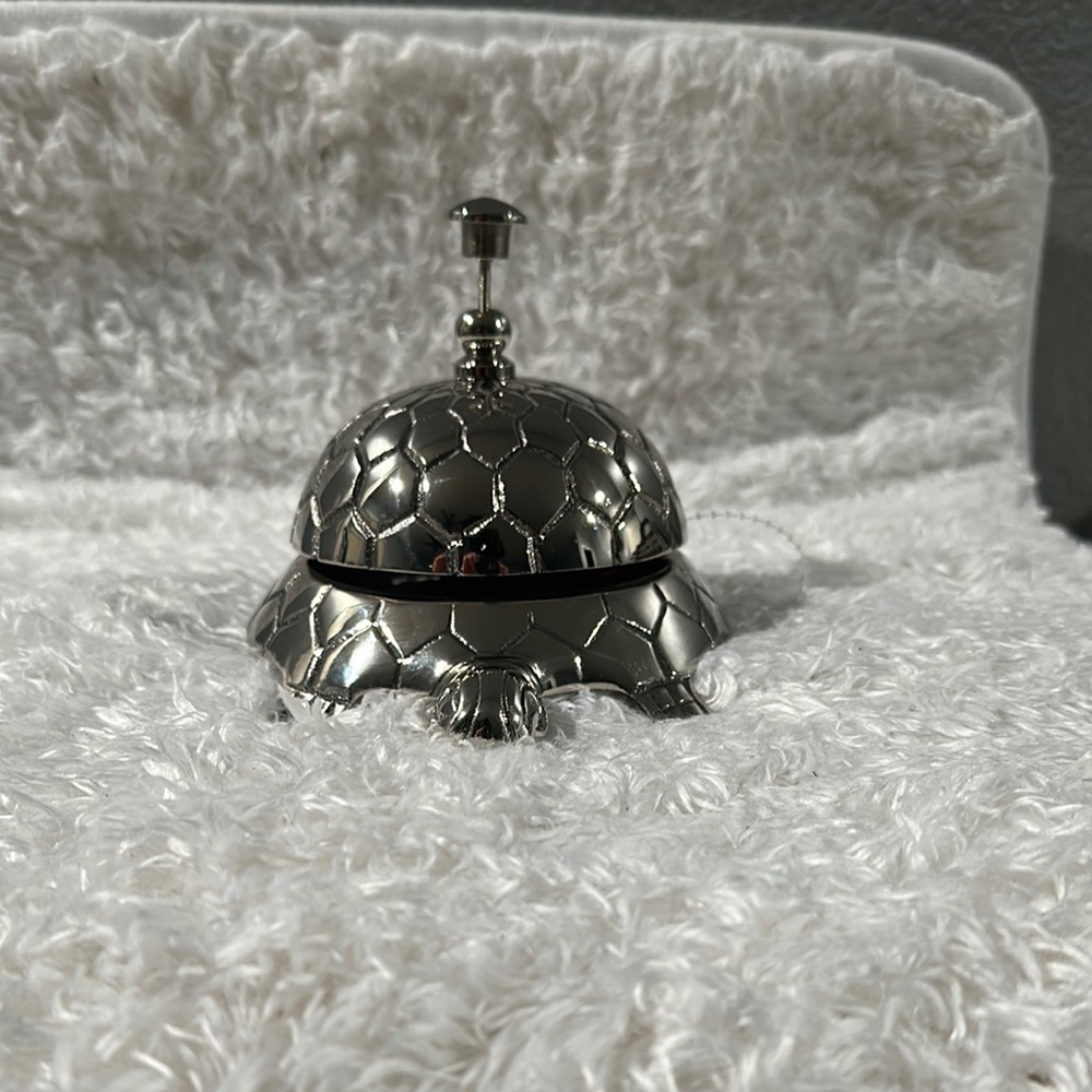 Silver Turtle-Shaped Desk Bell